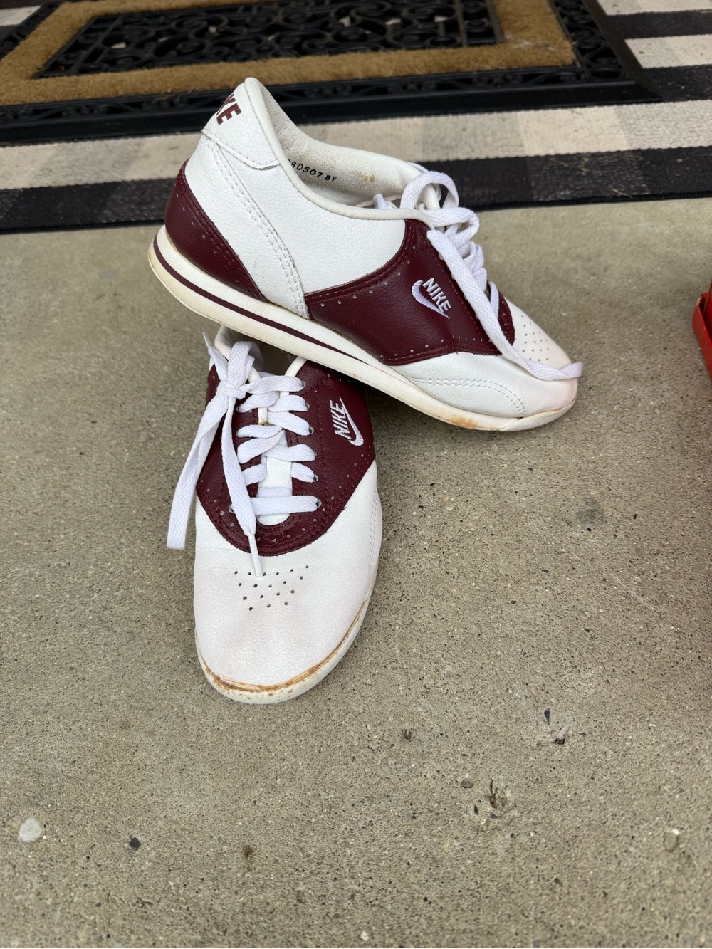 Nike Women’s White and Burgundy Low-Top Sneakers
